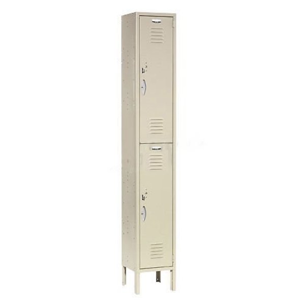 Global Industrial Double Tier Locker, 12x15x36, 2 Door Unassembled, Tan 652046TN